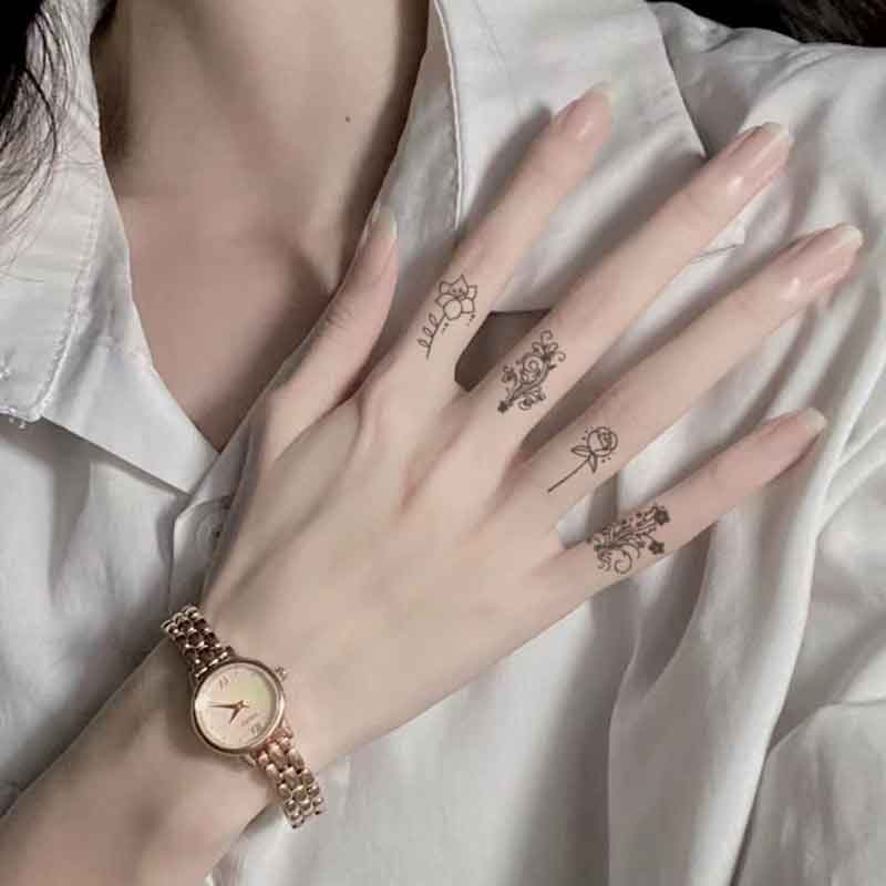 Flowers Finger Tattoo Sticker Long-lasting Tattoo 12 Days (SZ-023)