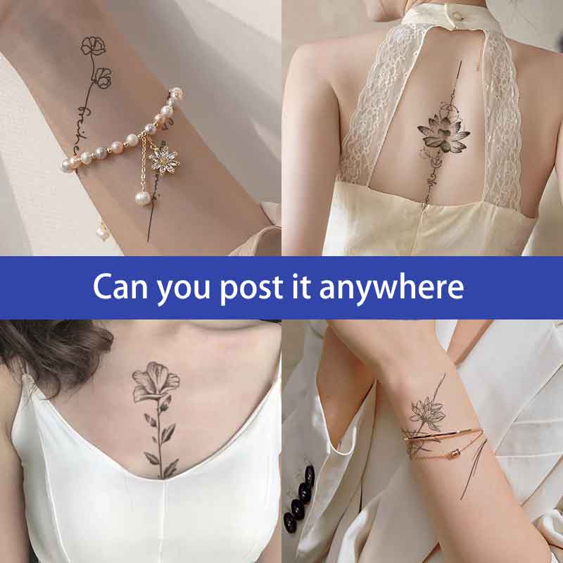 Seashore Flower English Back Tattoos Stickers Long-lasting Tattoo 15 Days (XB-055)