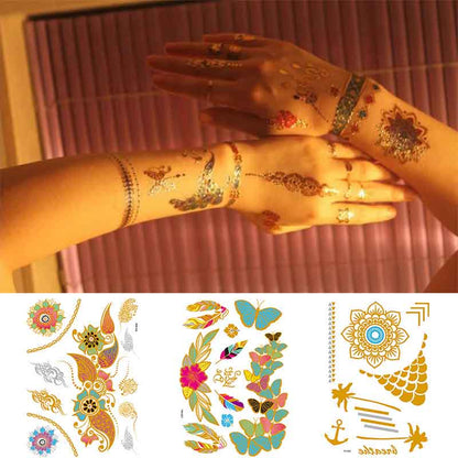 Gold Tattoos With Silver Tattoos Stickers (YH-075)