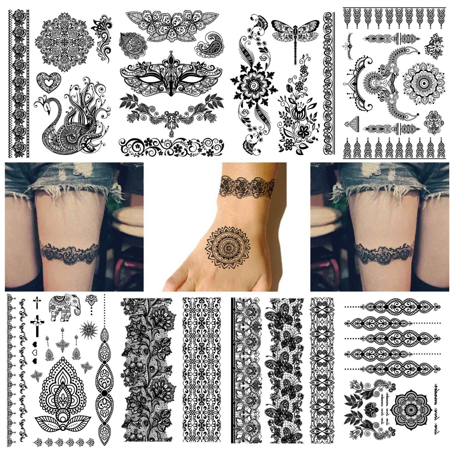 Black Pattern Tattoos Stickers (YHB-030)