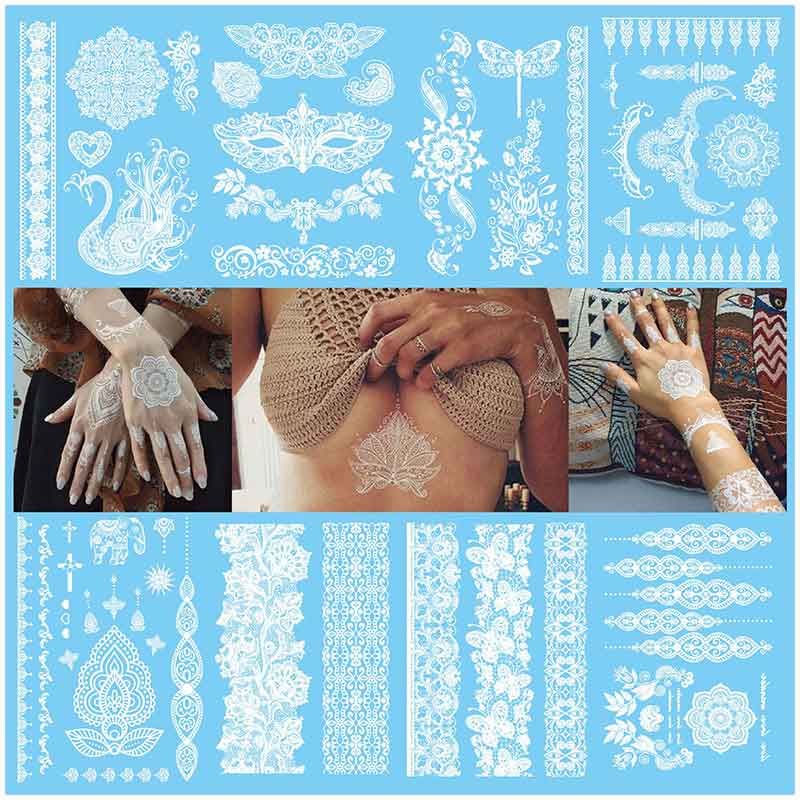 White Pattern Tattoos Stickers (YHB-030)