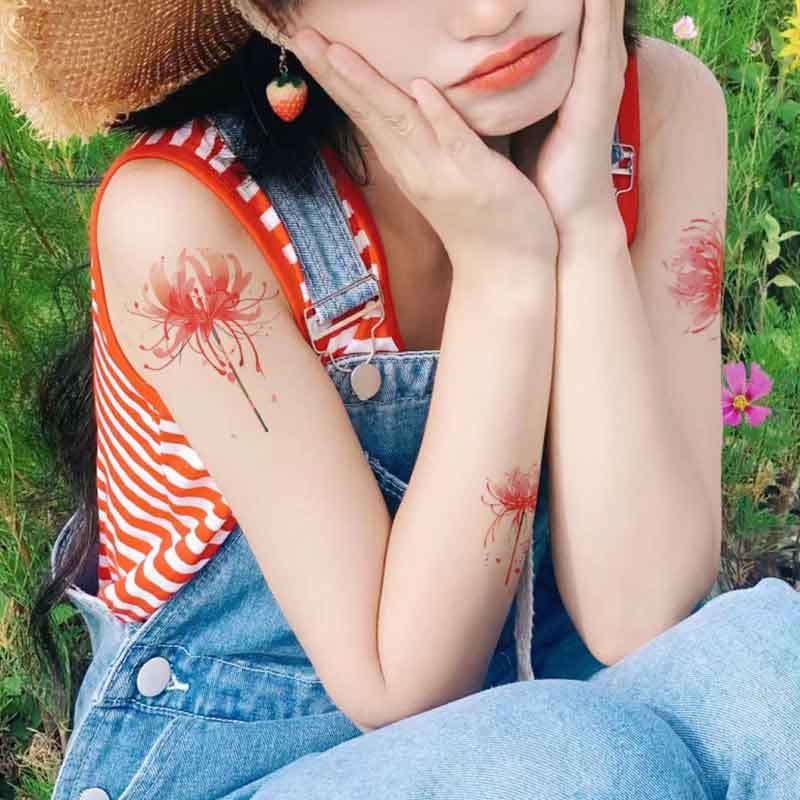 Red Seashore Flower tattoo sticker Sexy girl tattoo sticker