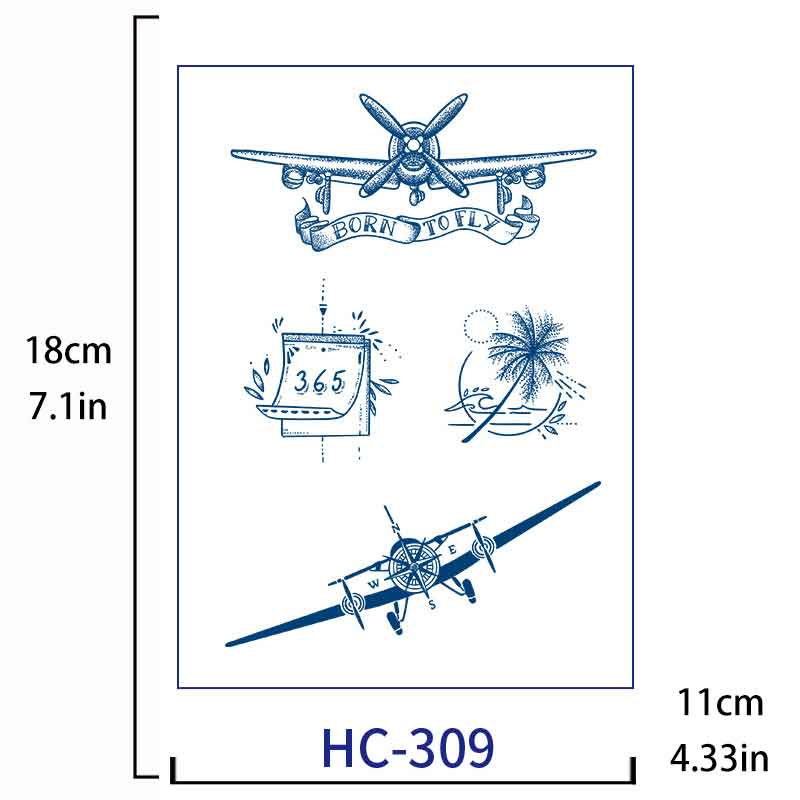 Aeroplane Tattoo Sticker Long-lasting Tattoo 15 Days (HC-309)