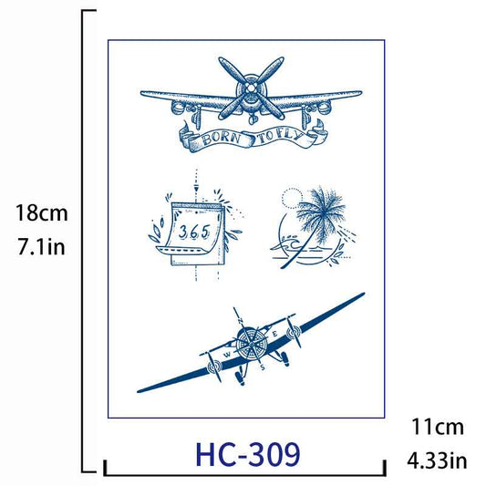 Aeroplane Tattoo Sticker Long-lasting Tattoo 15 Days (HC-309)