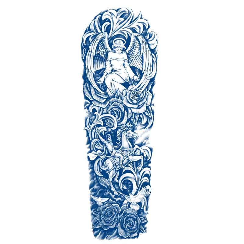 Angel Rider Rose Tattoo Sticker Full Arm Long Lasting Tattoo Sticker（GZQB-027）