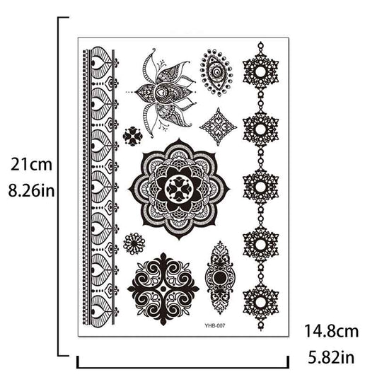 Black Pattern Tattoos Stickers (YHB-007)