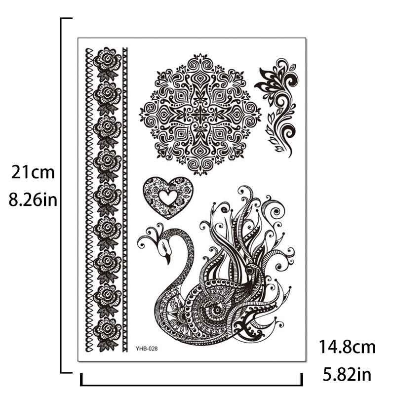 Black Pattern Tattoos Stickers (YHB-028)