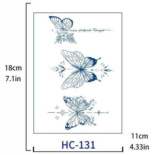 Butterfly English Tattoo Sticker Long-lasting Tattoo 15 Days (HC-131)