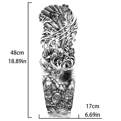 Carp Flower Hill Tattoo Sticker Full Arm Long Lasting Tattoo Sticker（TQB-042）