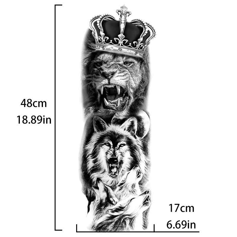 Crown Lion Wolf Tattoo Sticker Full Arm Tattoo Sticker(TQB-169)