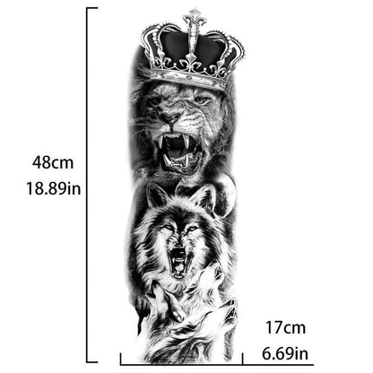 Crown Lion Wolf Tattoo Sticker Full Arm Tattoo Sticker(TQB-169)