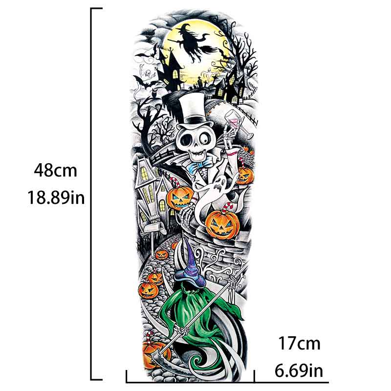 Cute Halloween Pumpkin Tattoo Sticker Full Arm Tattoo Sticker(TQB-261)