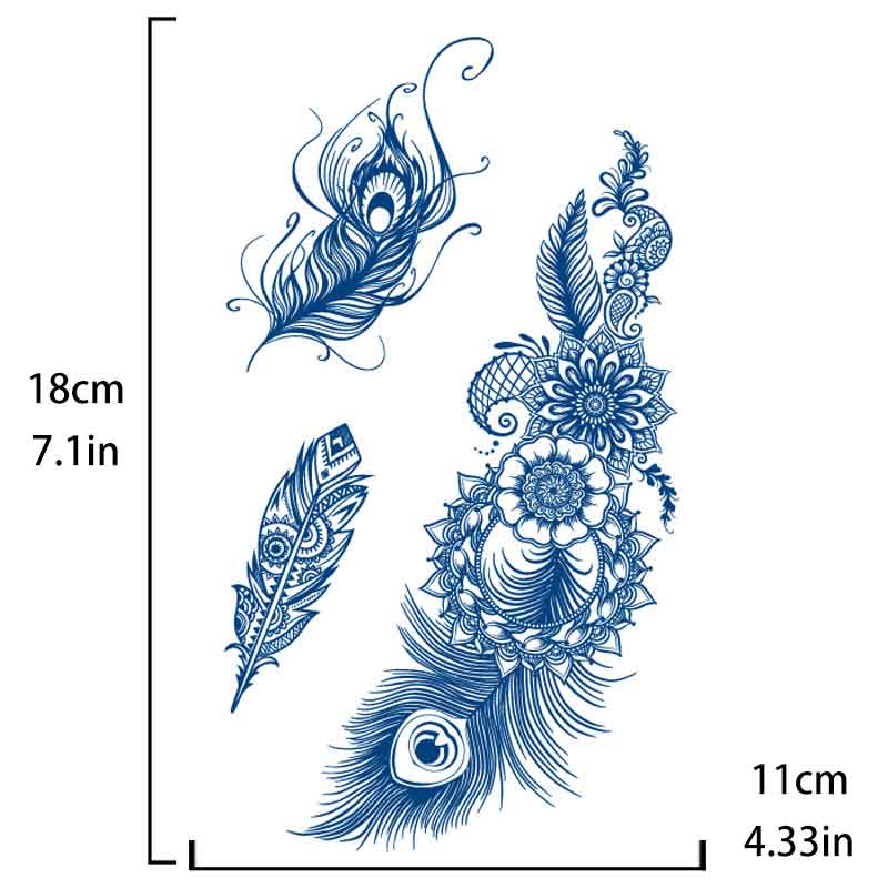 Feather Design Tattoos Stickers Long-lasting Tattoo 15 Days (GZ-298)