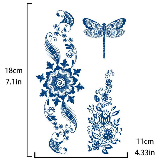 Dragonfly Flower Tattoos Stickers Long-lasting Tattoo 15 Days (GZ-200)