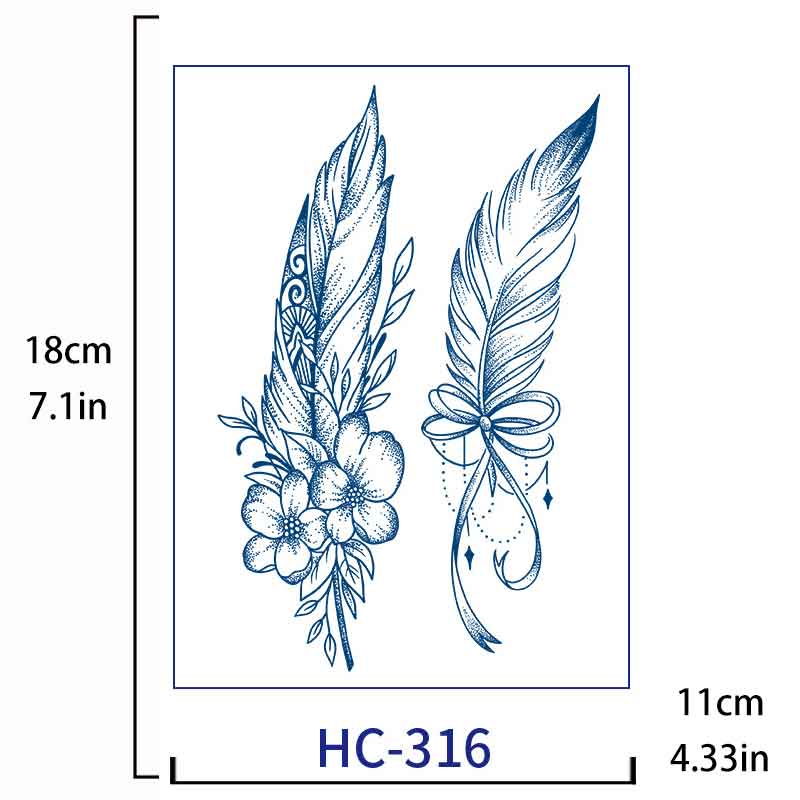 Feather Tattoo Sticker Long-lasting Tattoo 15 Days (HC-316)