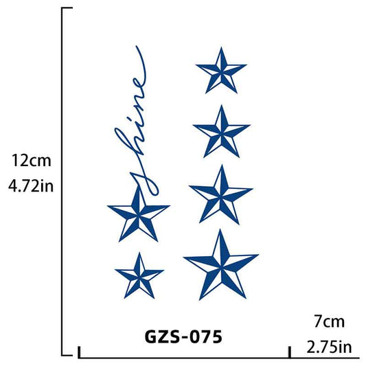 Five-pointed Star Tattoo Long-lasting Tattoo 15 Days（GZS-075）