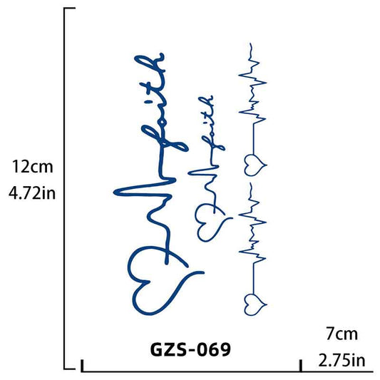 Heart Script Pattern Tattoo Long-lasting Tattoo 15 Days（GZS-069）