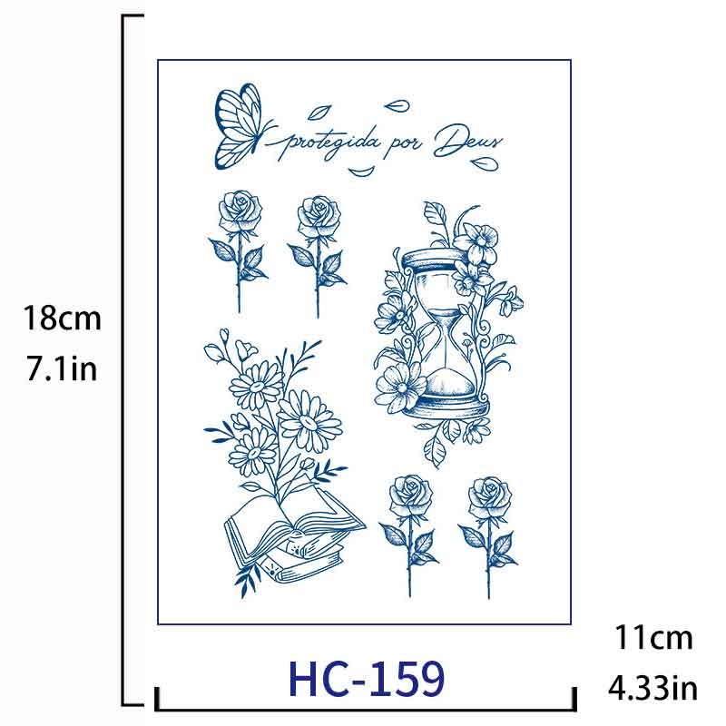 Hourglass Flower Tattoo Sticker Long-lasting Tattoo 15 Days (HC-159)