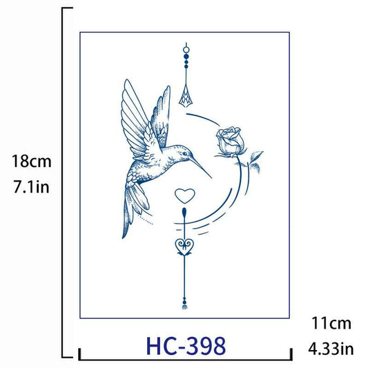 Hummingbird Rose Tattoo Sticker Long-lasting Tattoo 15 Days (HC-398)