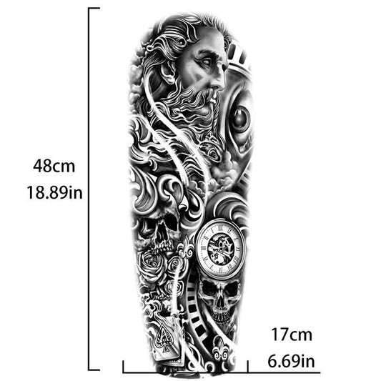 Idol Skull Clock Tattoo Sticker Full Arm Tattoo Sticker(TQB-241)