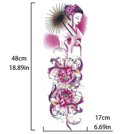 Japanese Flower For Women Tattoo Sticker Full Arm Tattoo Sticker(TQB-3059)