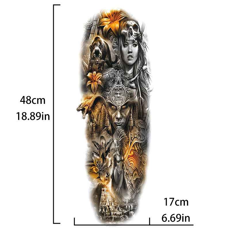 Leopard Indian Girl Tattoo Sticker Full Arm Tattoo Sticker(TQB-109)