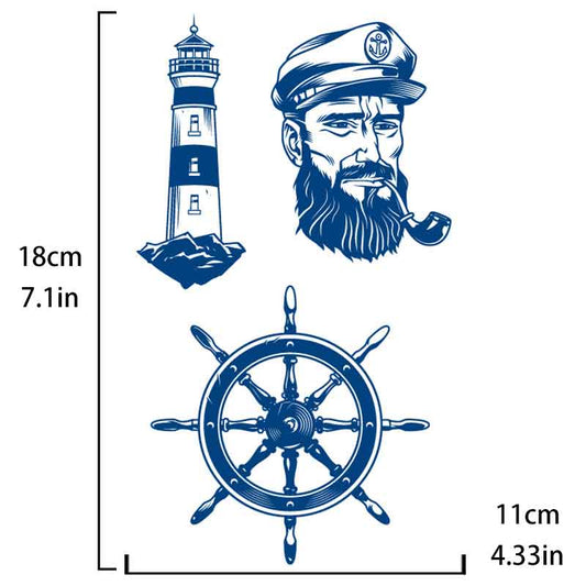 Lighthouse Seaman Tattoos Stickers Long-lasting Tattoo 15 Days (GZ-614)