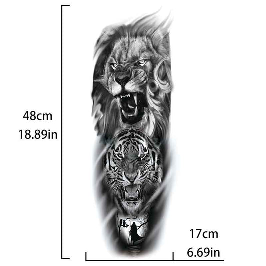 Lion Tiger Man Tattoo Sticker Full Arm Tattoo Sticker(TQB-074)