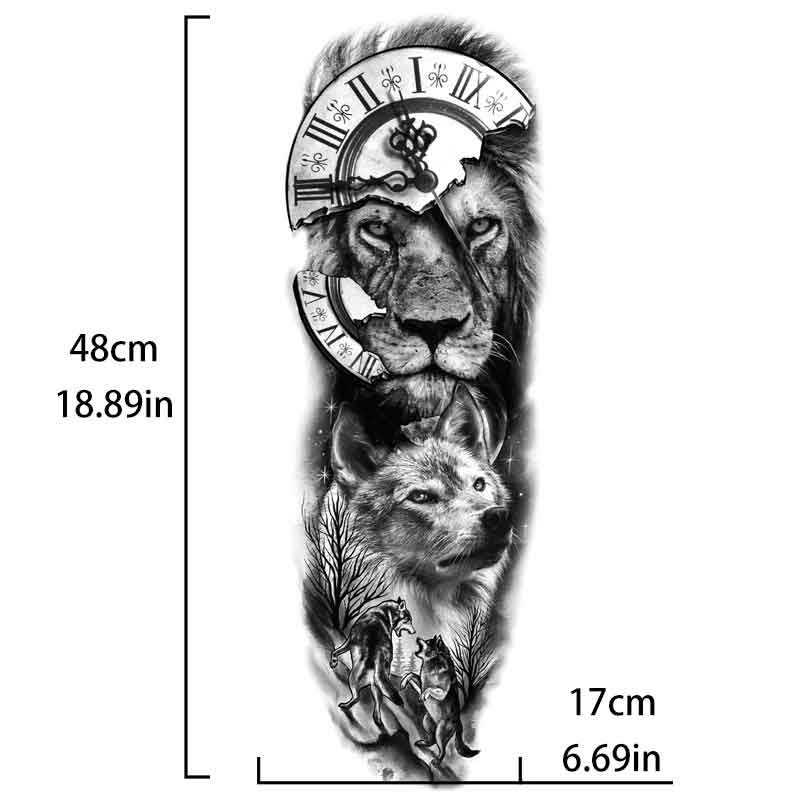 Lion Wolf Tattoo Sticker Full Arm Long Lasting Tattoo Sticker（TQB-245）