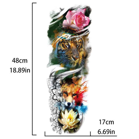 Lotus Tiger Fox Tattoo Sticker Full Arm Tattoo Sticker(TQB-194)