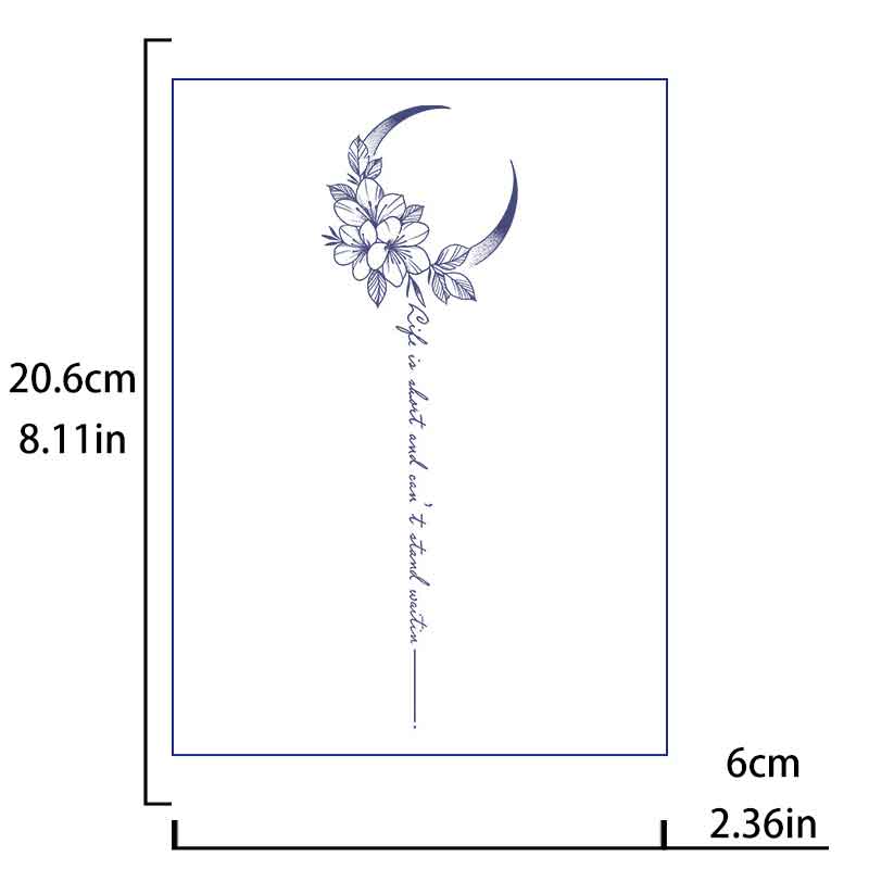 Moon Flower Back Tattoos Stickers Long-lasting Tattoo 15 Days (XB-002)