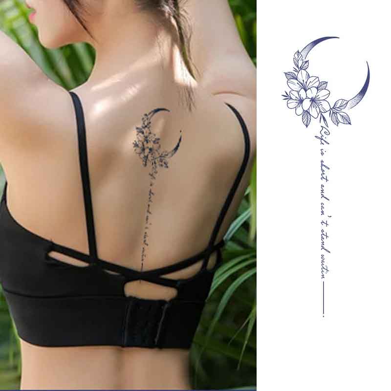 Moon Flower Back Tattoos Stickers Long-lasting Tattoo 15 Days (XB-002)