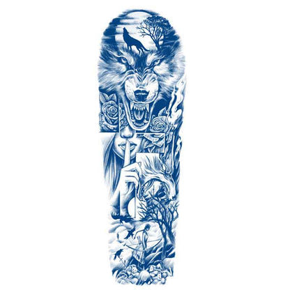 Moon Wolf Rose Tattoo Sticker Full Arm Long Lasting Tattoo Sticker（GZQB-021）