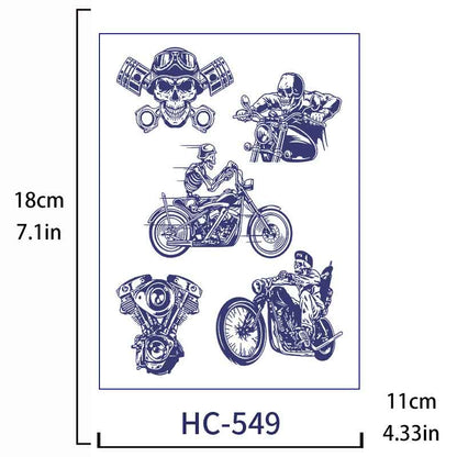 Motorcycle Skull Tattoo Sticker Long-lasting Tattoo 15 Days (HC-549)