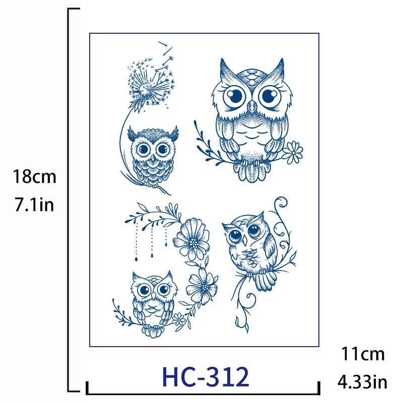 Owl Tattoo Sticker Long-lasting Tattoo 15 Days (HC-312)