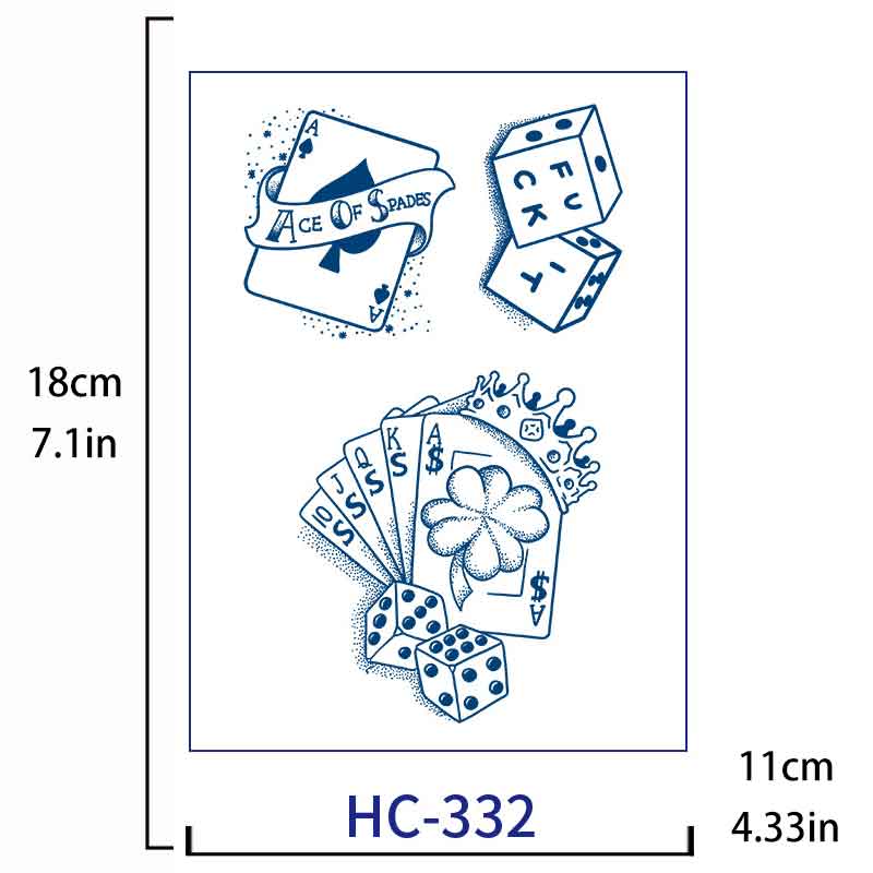 Poker Dice Tattoo Sticker Long-lasting Tattoo 15 Days (HC-332)