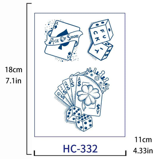 Poker Dice Tattoo Sticker Long-lasting Tattoo 15 Days (HC-332)