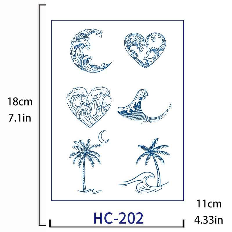 Sea Wave Tattoo Sticker Long-lasting Tattoo 15 Days (HC-202)