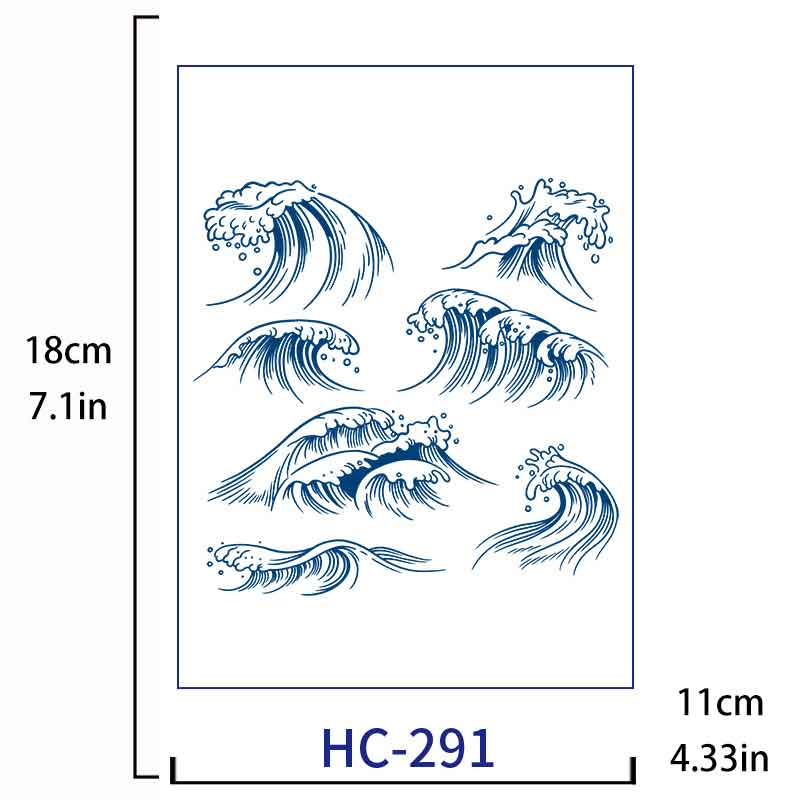 Sea Wave Tattoo Sticker Long-lasting Tattoo 15 Days (HC-291)