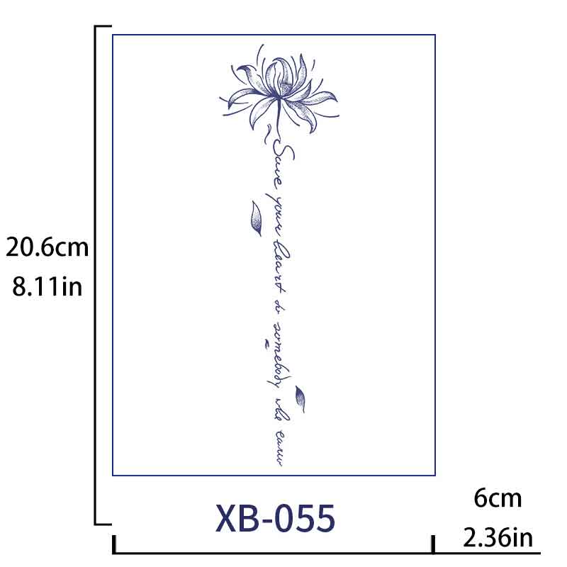 Seashore Flower English Back Tattoos Stickers Long-lasting Tattoo 15 Days (XB-055)