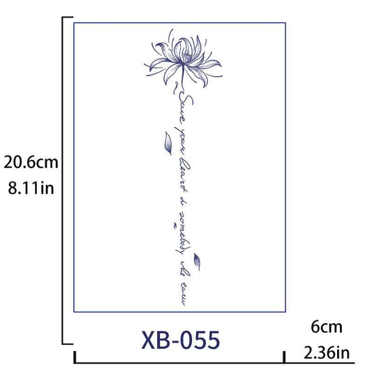 Seashore Flower English Back Tattoos Stickers Long-lasting Tattoo 15 Days (XB-055)