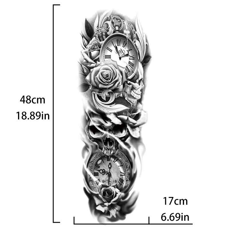 Skeleton Rose Nun Tattoo Sticker Full Arm Tattoo Sticker(TQB-163)