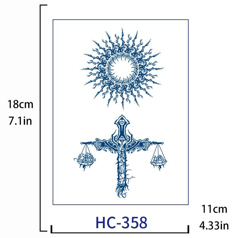 Sun Cross Scales Tattoo Sticker Long-lasting Tattoo 15 Days (HC-358)