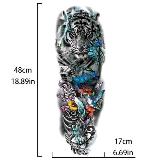 Tigers Abundance Birds Carp Flowers Tattoo Sticker Full Arm Tattoo Sticker(TQB-046)