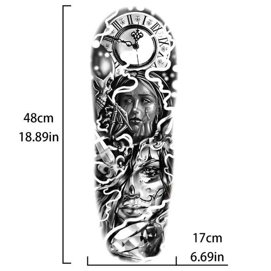 Time Face Ring Tattoo Sticker Full Arm Tattoo Sticker(TQB-182)