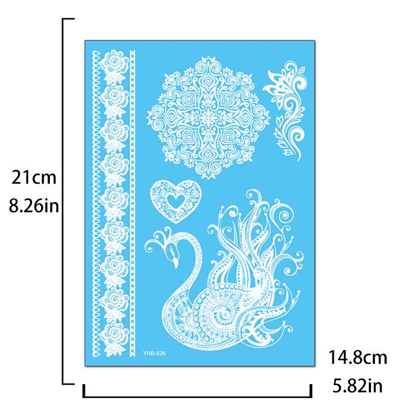 White Pattern Tattoos Stickers (YHB-028)