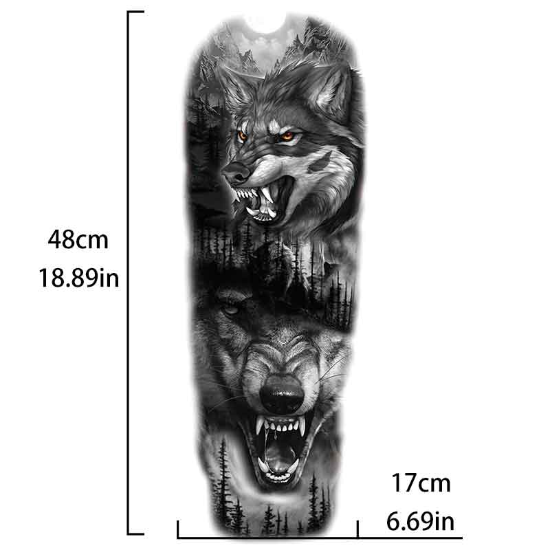 Wolf Grove Tattoo Sticker Full Arm Long Lasting Tattoo Sticker（TQB-300）